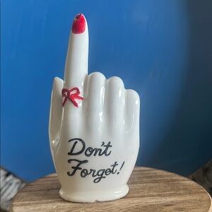 Vintage White Ceramic Hand Decor with Red Accent Note Reminder